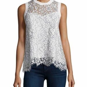 Generation Love White/Black Sleeveless Floral Lace Top Size M